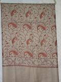 Beige Kashmiri Hand Embroidered Winter Shawl Wrap #1421